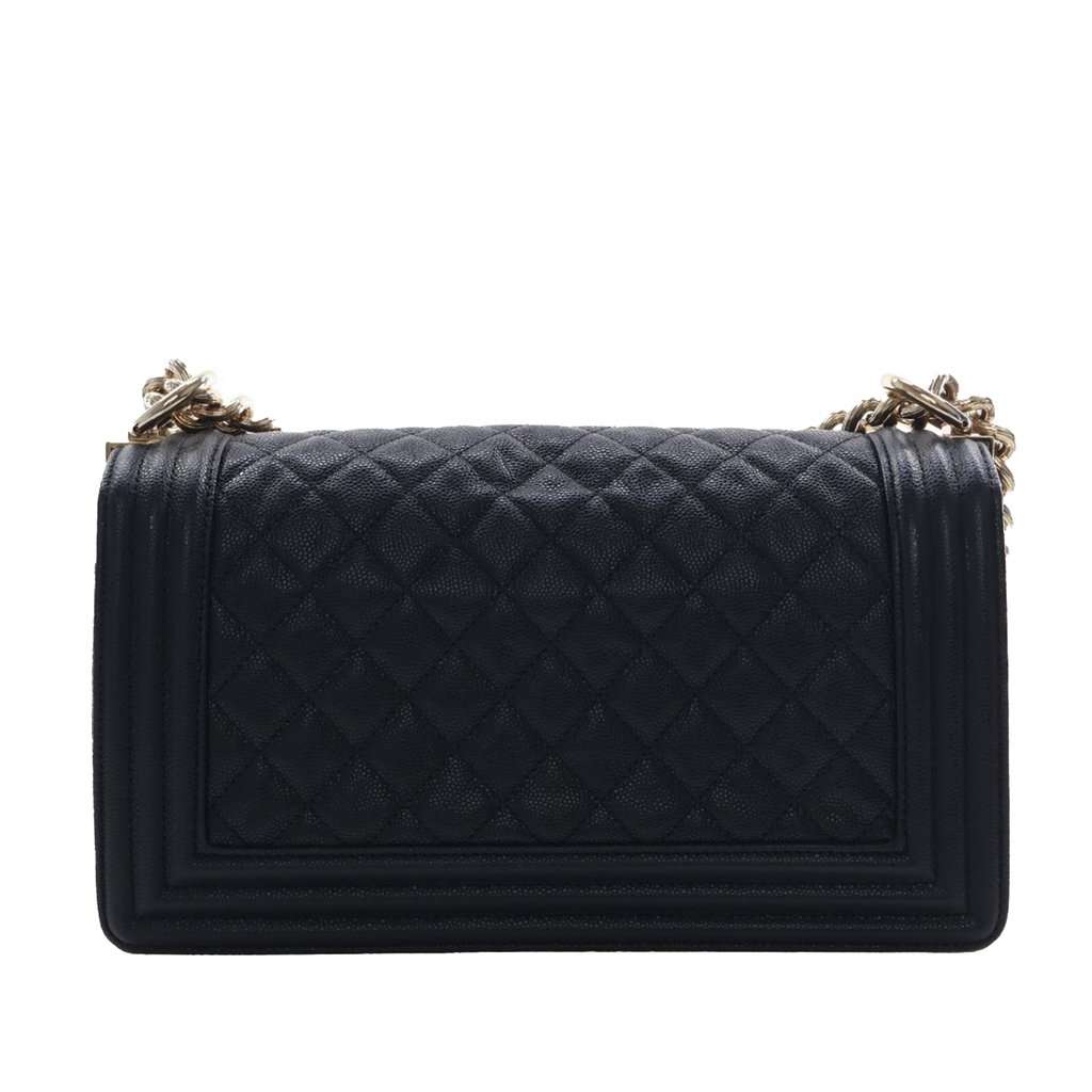 Chanel Old Medium Quilted Caviar Boy Flap Black Leather Very good condition - Model View