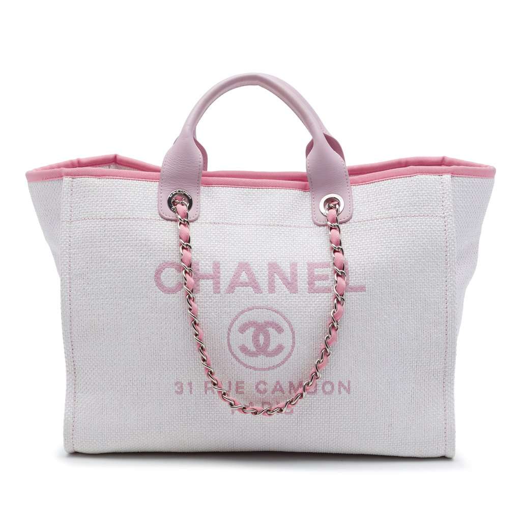Chanel Medium Raffia Deauville Tote White Very good condition - Front View