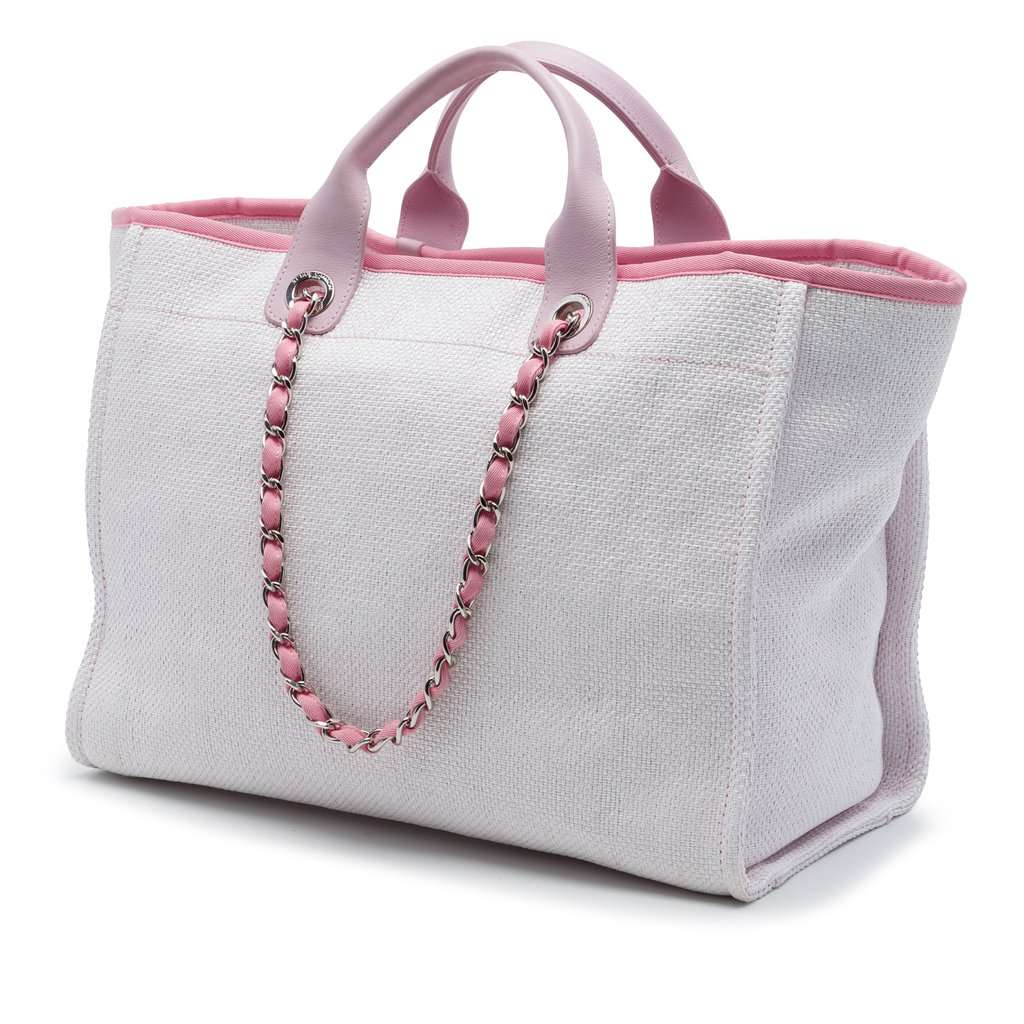 Chanel Medium Raffia Deauville Tote White Very good condition - Back View