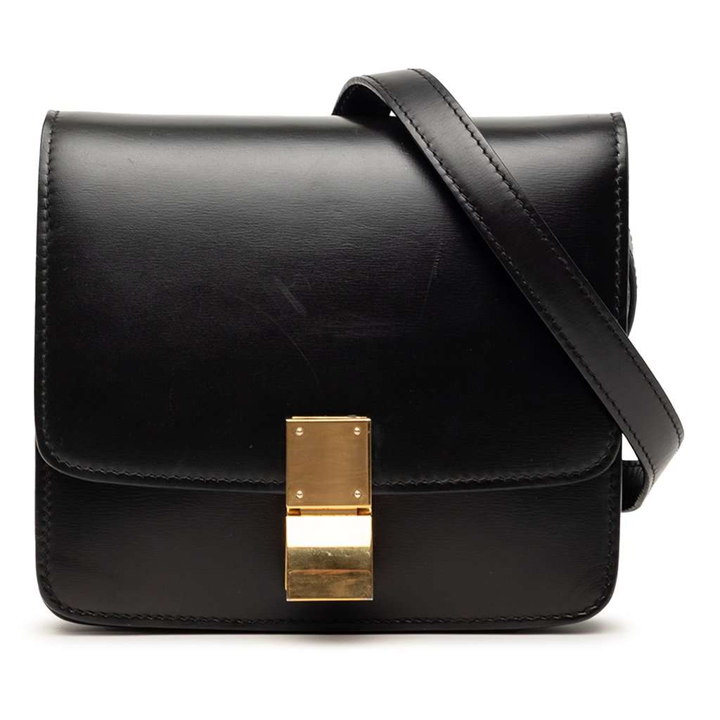 Celine Small Calfskin Classic Box Black Leather Very good condition - Front View