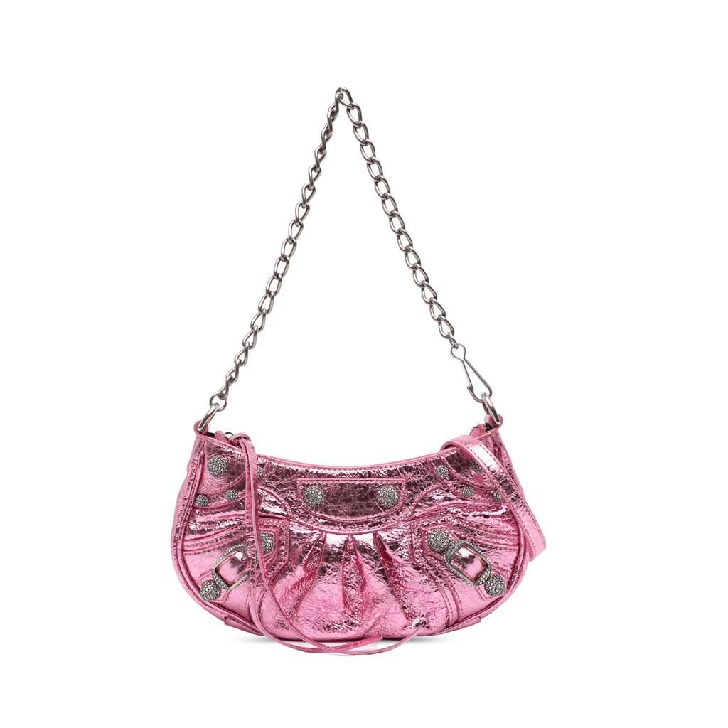 Balenciaga Mini Metallic Lambskin Motocross Le Cagole Pink Leather Very good - Front View