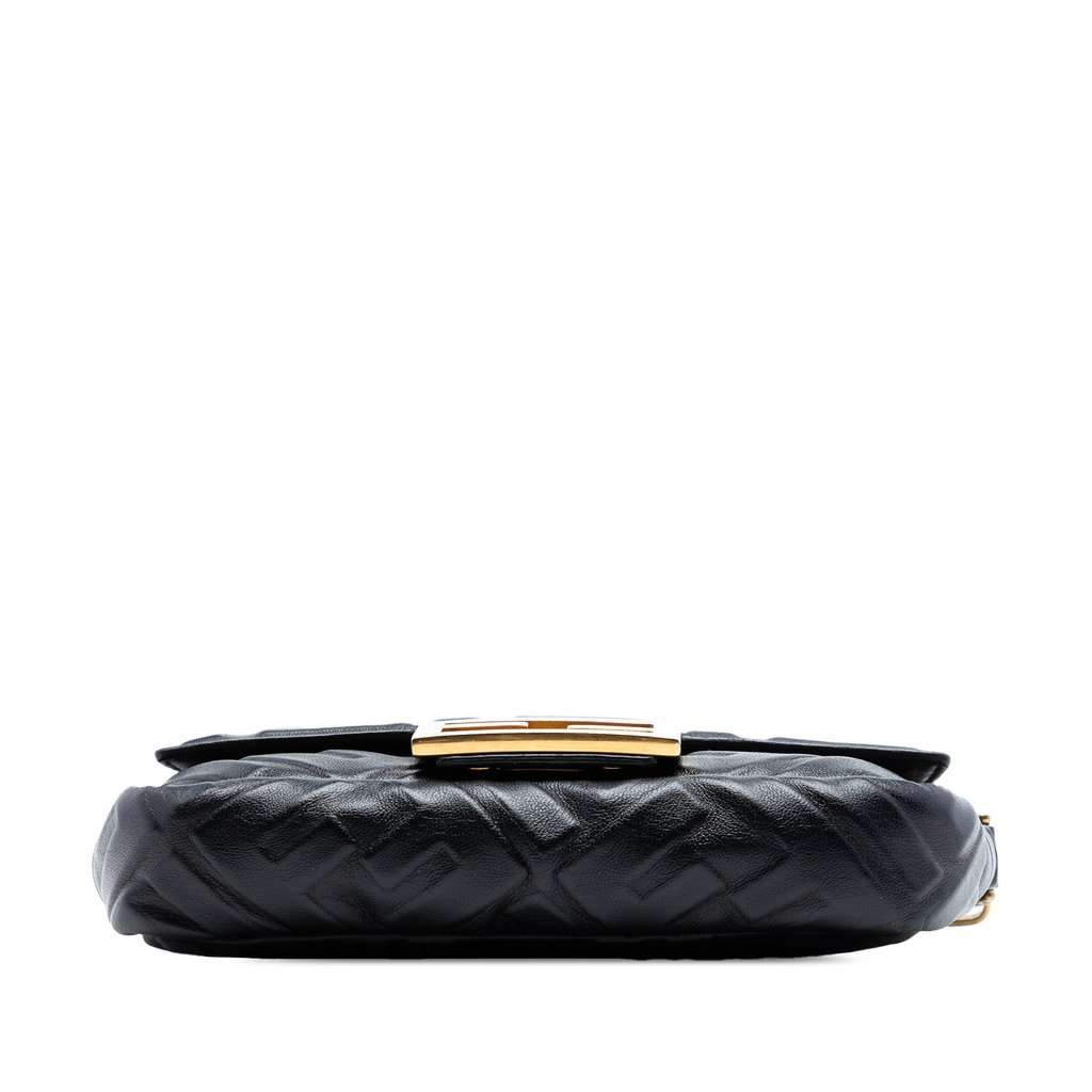 Fendi Mini Zucca Embossed Leather Baguette Satchel Black Leather Very good condition - Inside View