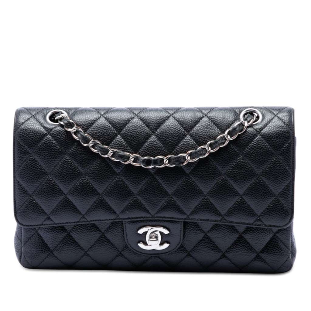 Chanel Medium Classic Caviar Double Flap Black Leather Very good condition - Front View