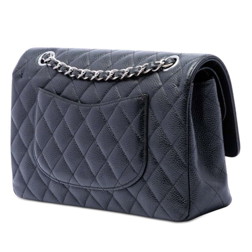 Chanel Medium Classic Caviar Double Flap Black Leather Very good condition - Back View