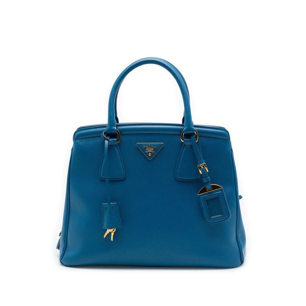Prada Saffiano Lux Parabole Tote Blue Leather Very good - Front View