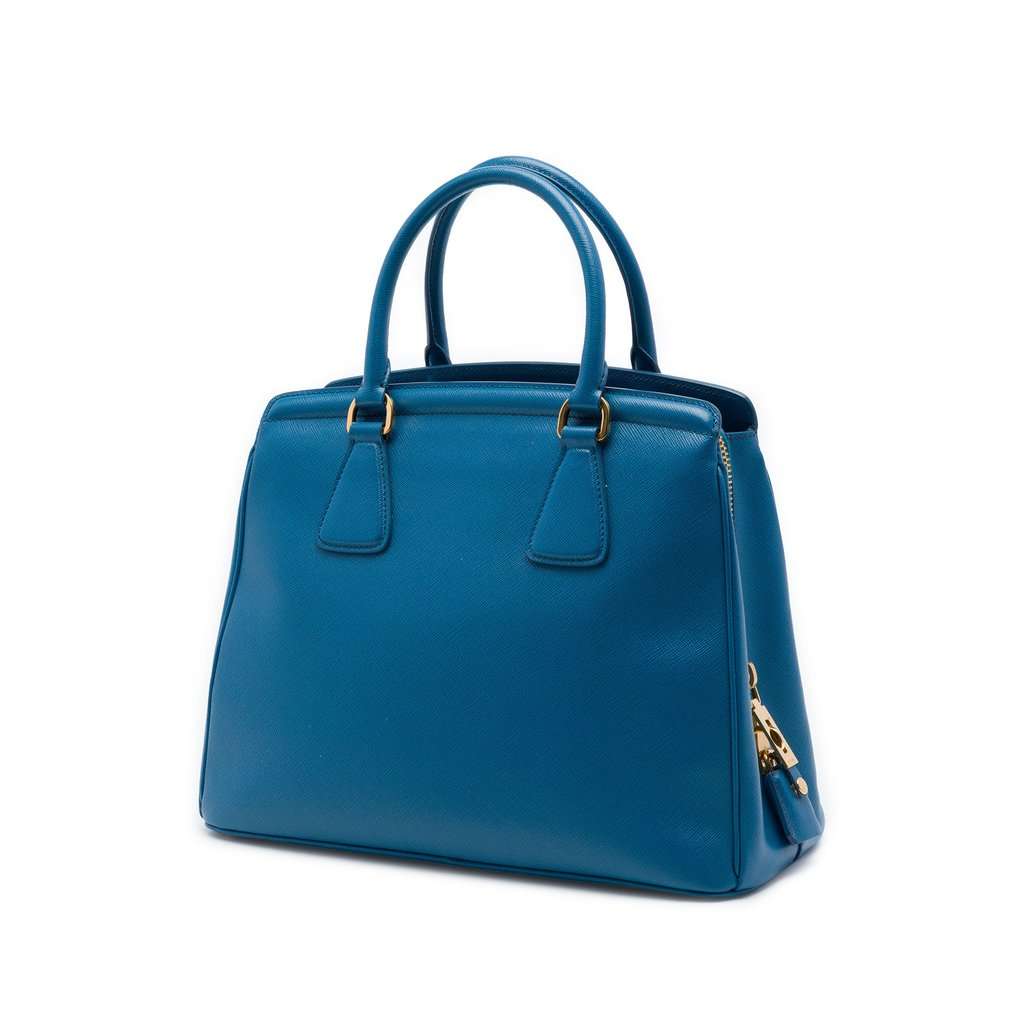 Prada Saffiano Lux Parabole Tote Blue Leather Very good - Back View