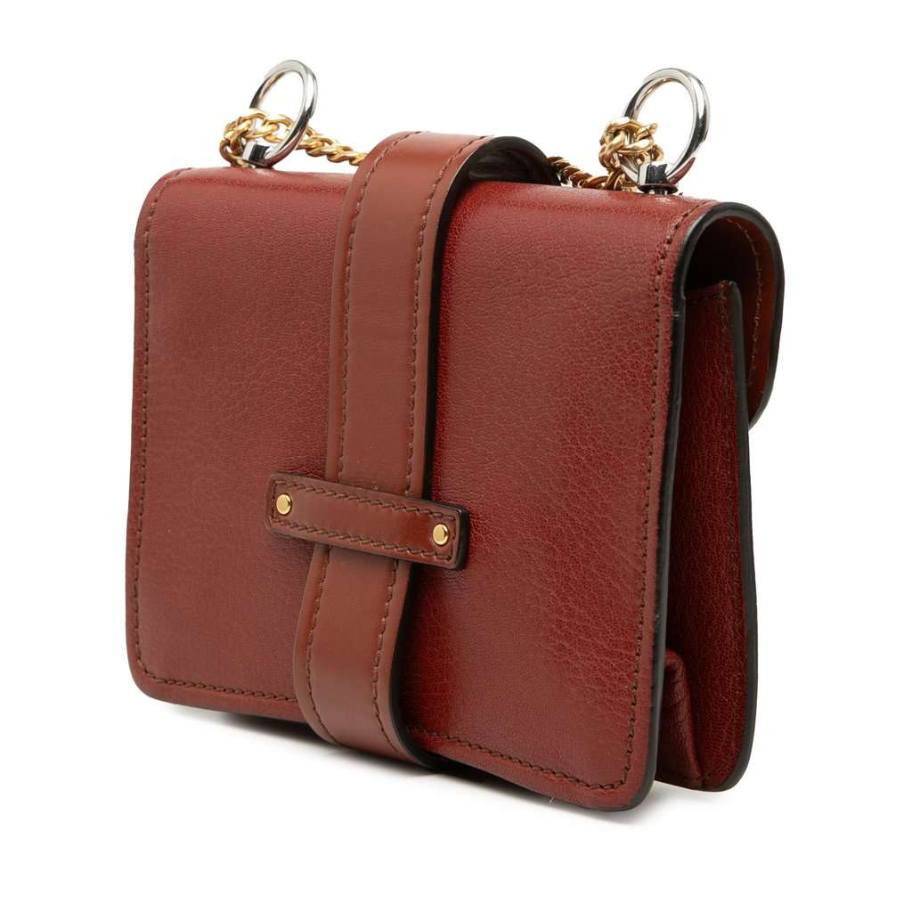 Chloé Mini Leather Aby Lock Chain Flap Brown Leather Very good condition - Back View