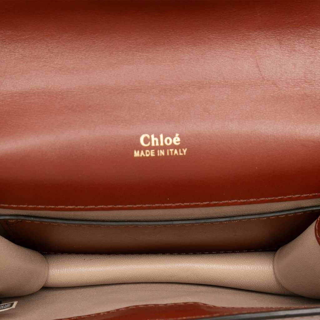 Chloé Mini Leather Aby Lock Chain Flap Brown Leather Very good condition - Model View