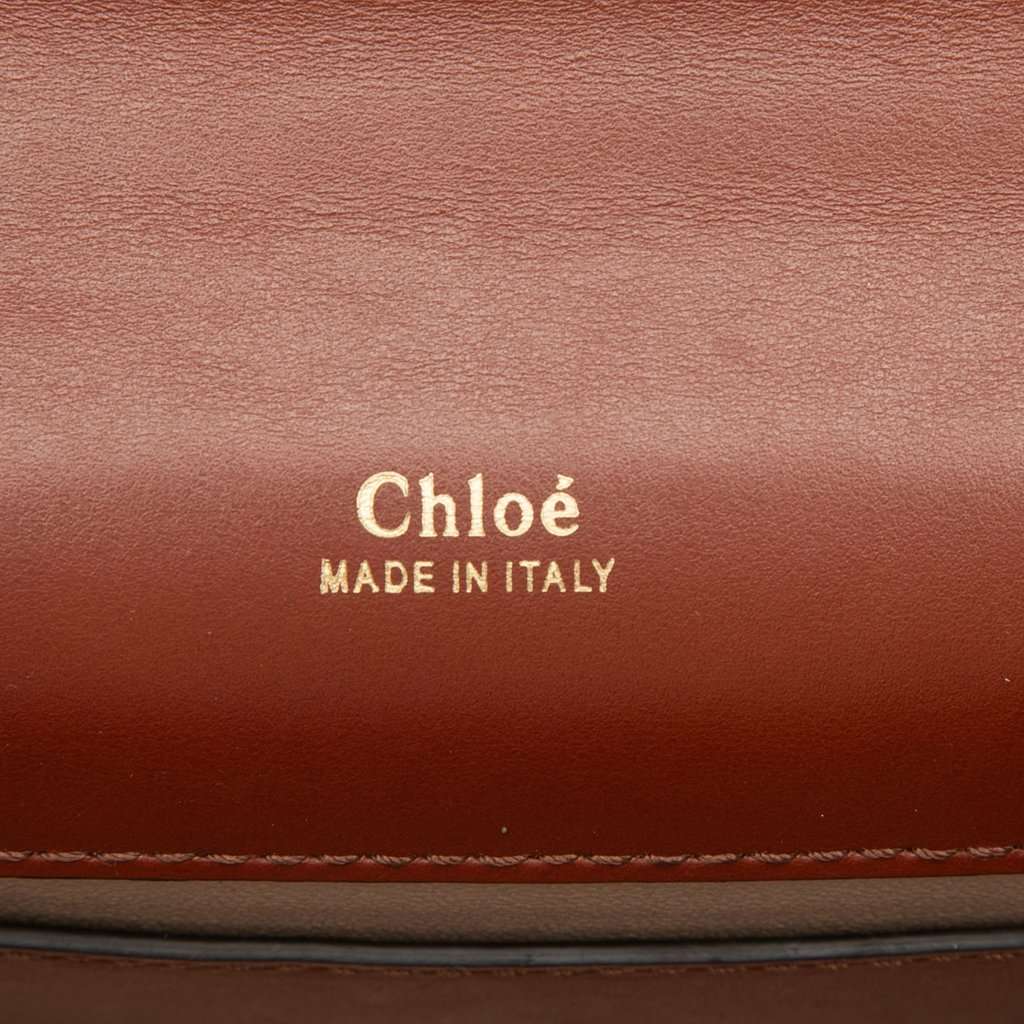 Chloé Mini Leather Aby Lock Chain Flap Brown Leather Very good condition - Box View