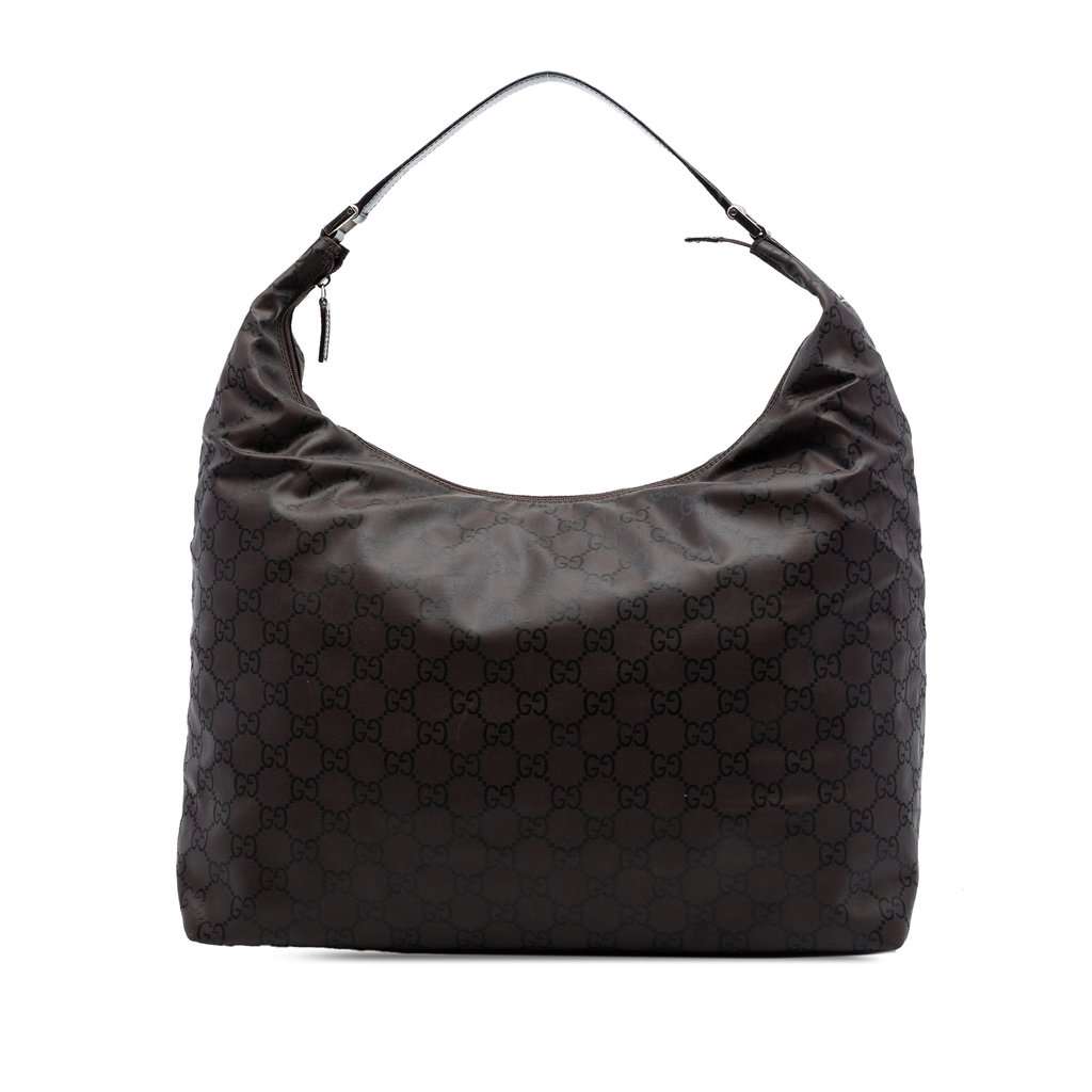Gucci GG Nylon Shoulder Bag Brown Very good condition - Front View