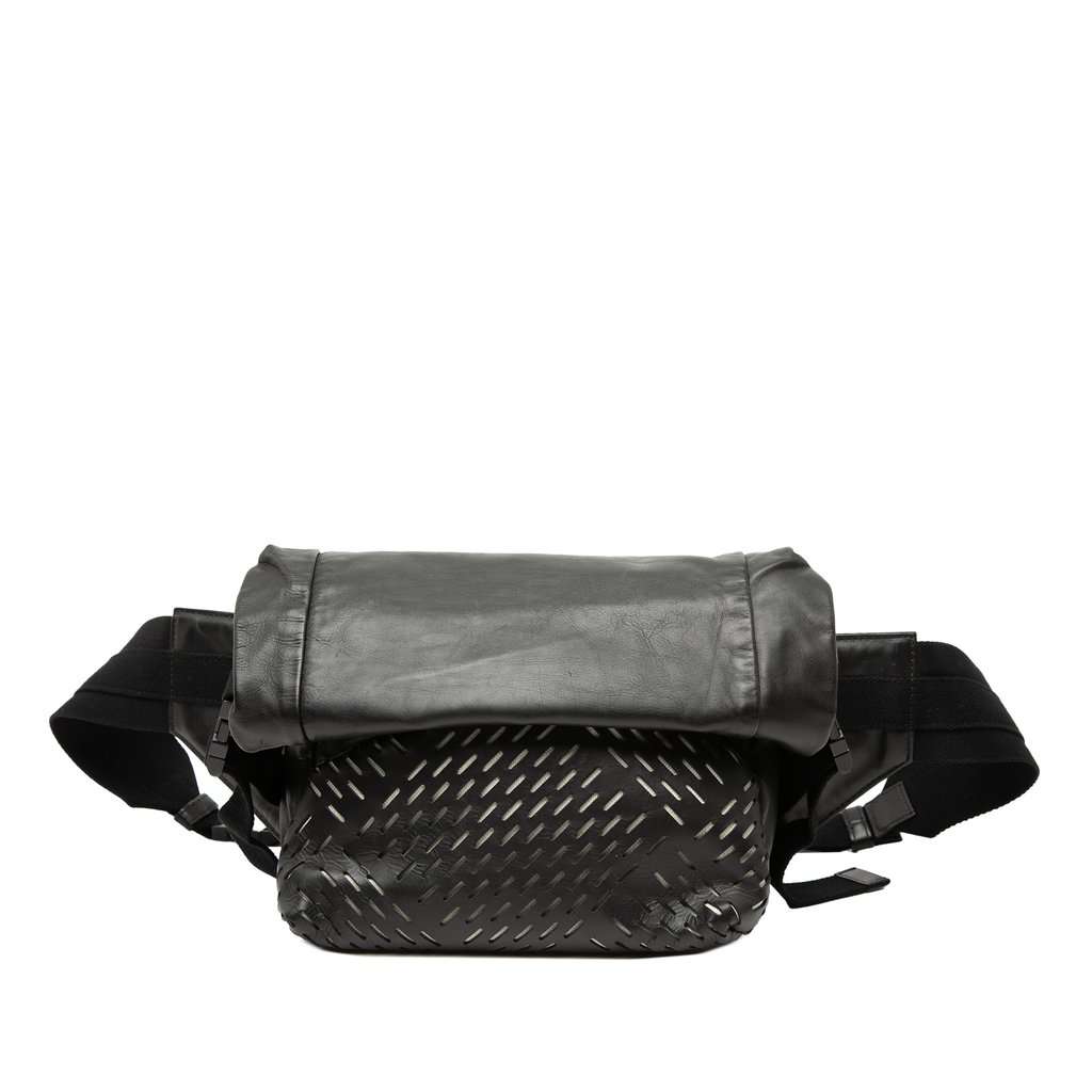 Bottega Veneta Perforated Leather Belt Bag Black Leather Very good - Front View