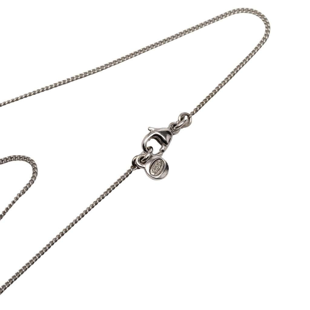 Chanel CC Brass Strass Clover Pendant Necklace Silver Metal Very good - Inside View