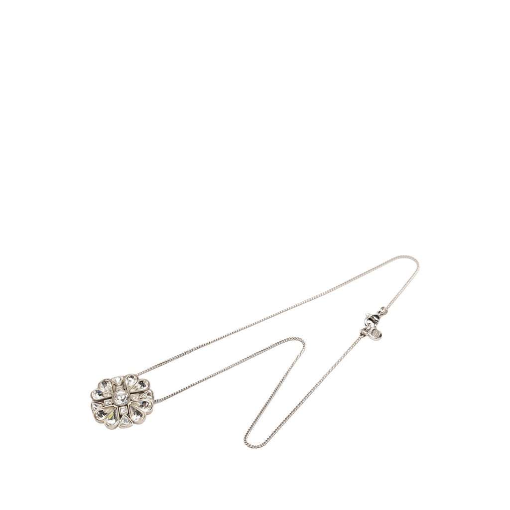 Chanel CC Brass Strass Clover Pendant Necklace Silver Metal Very good - Box View