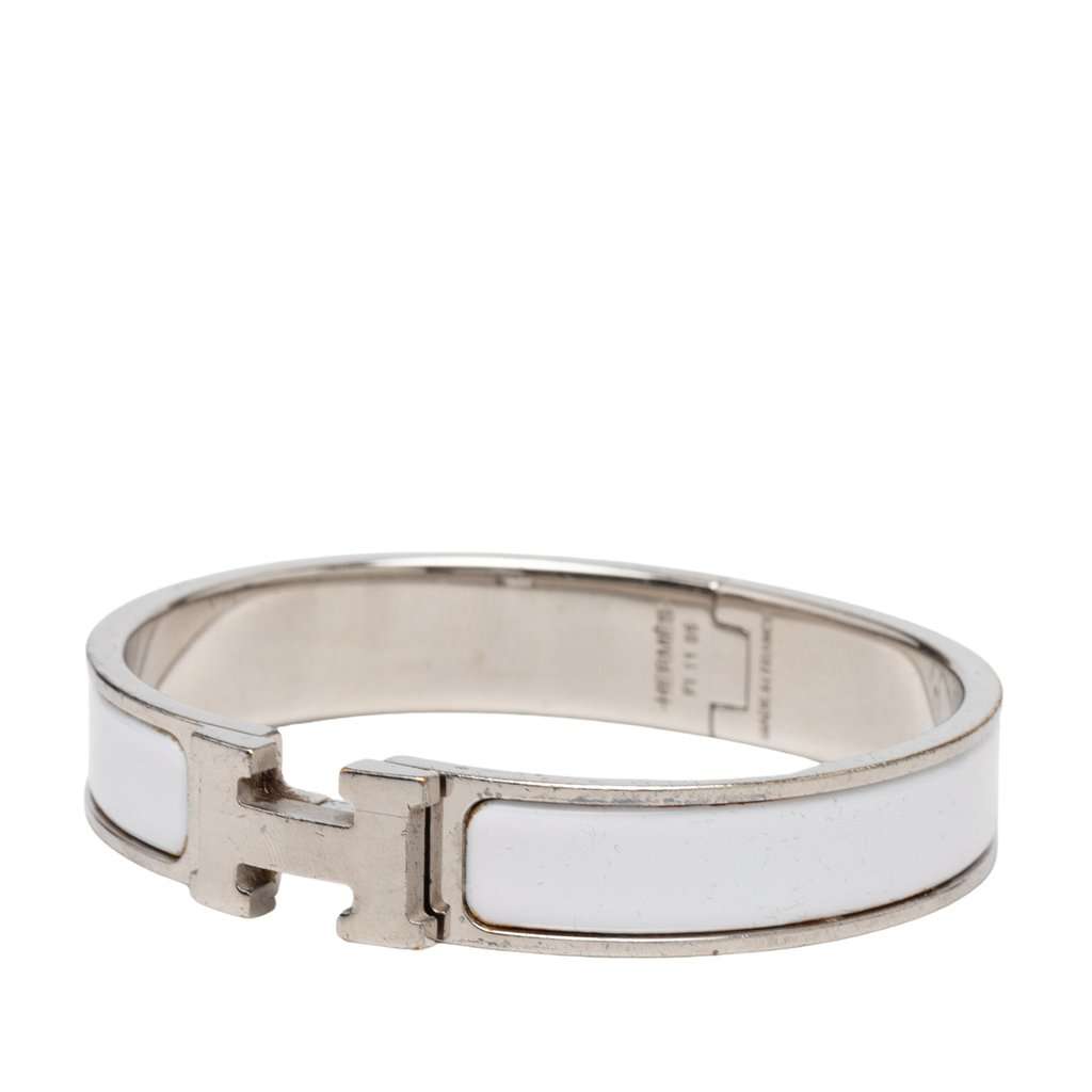 Hermès Narrow Enamel Clic Clac H Bracelet PM Beige Very good - Back View