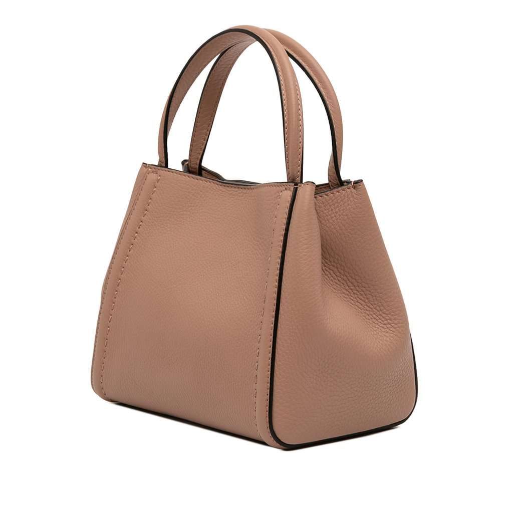 Valentino Small Grainy Calfskin Alltime Satchel Brown Leather Very good - Back View