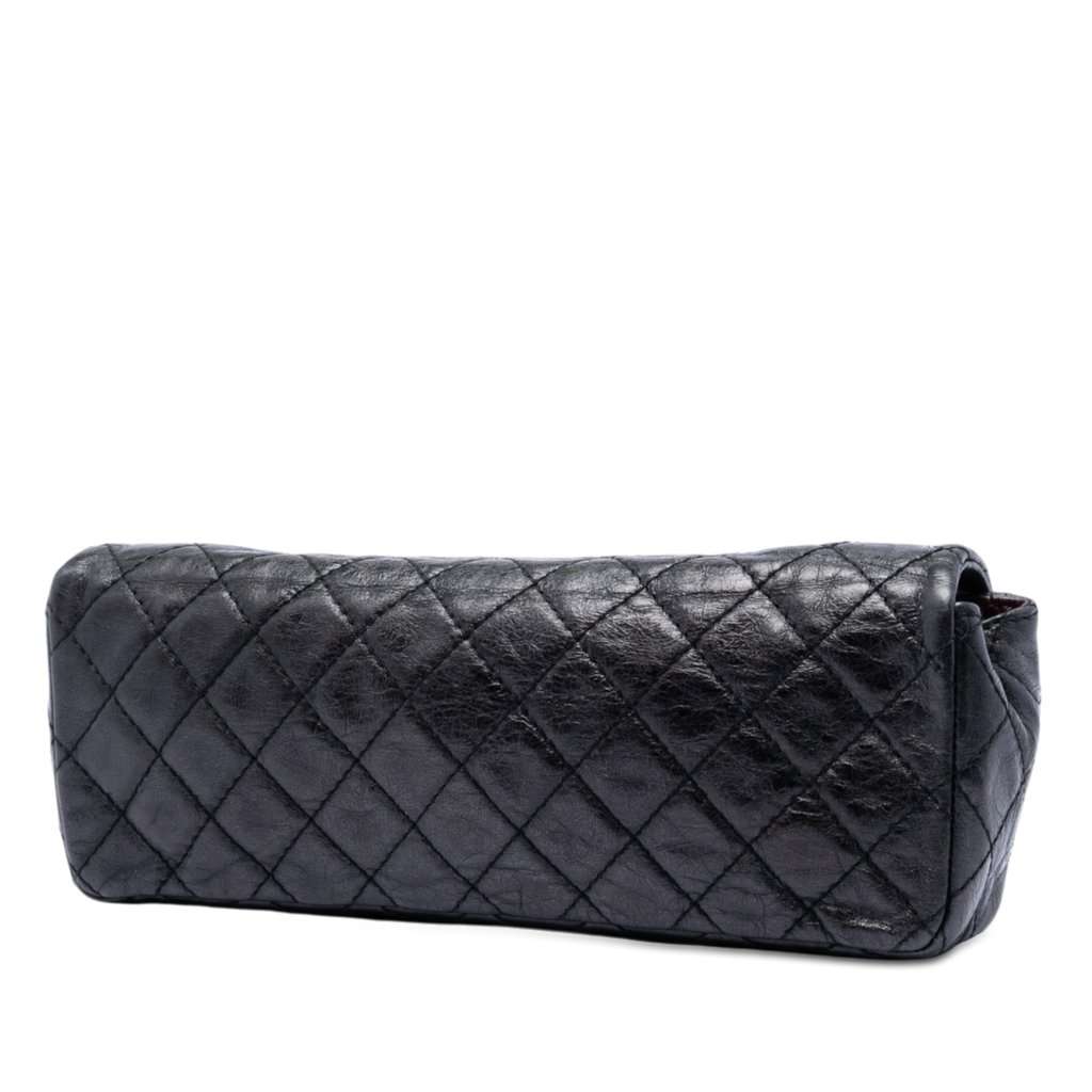 Chanel Quilted Glazed Calfskin Reissue 2.55 East West Flap Black Leather Very good condition - Back View