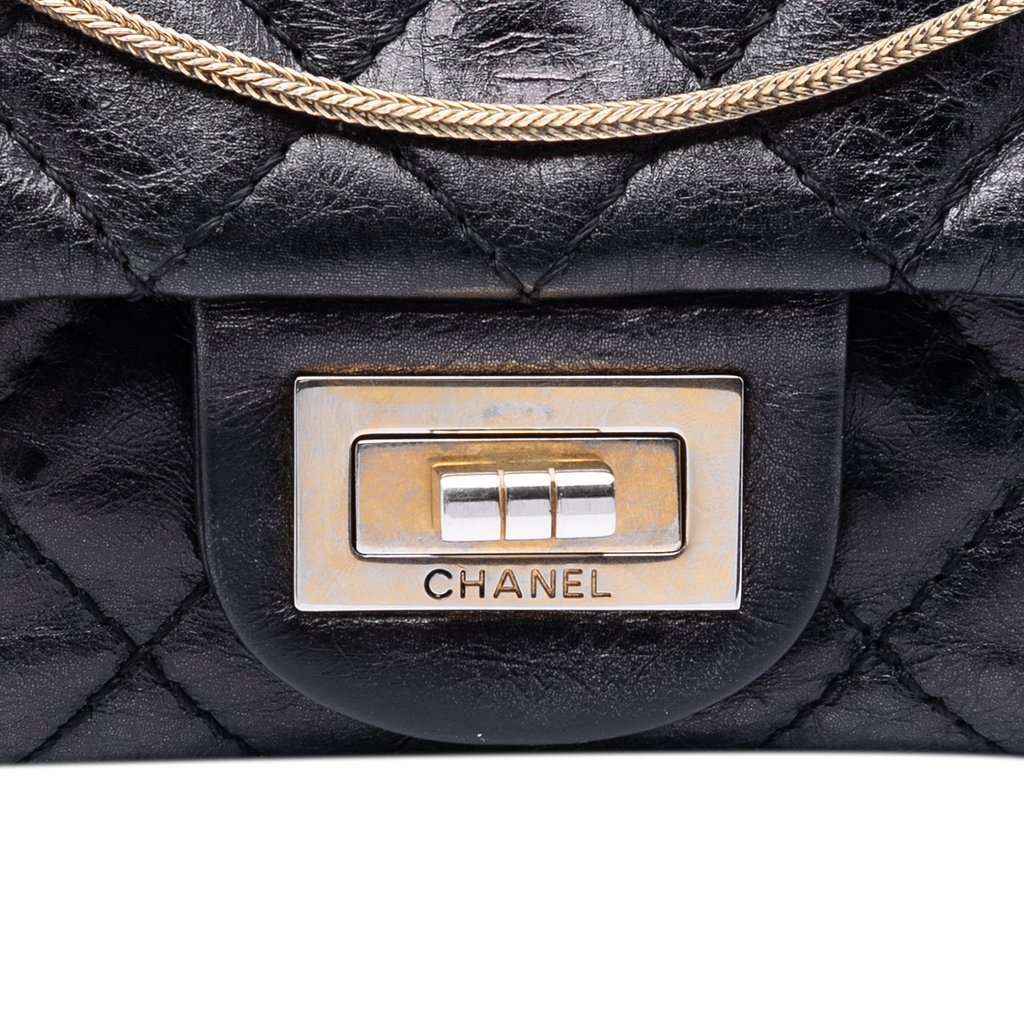 Chanel Quilted Glazed Calfskin Reissue 2.55 East West Flap Black Leather Very good condition - Box View