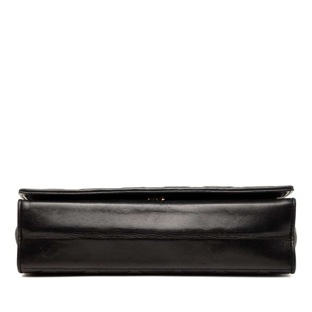 Chanel CC Quilted Lambskin Full Flap Crossbody Black Leather Very good condition - Inside View