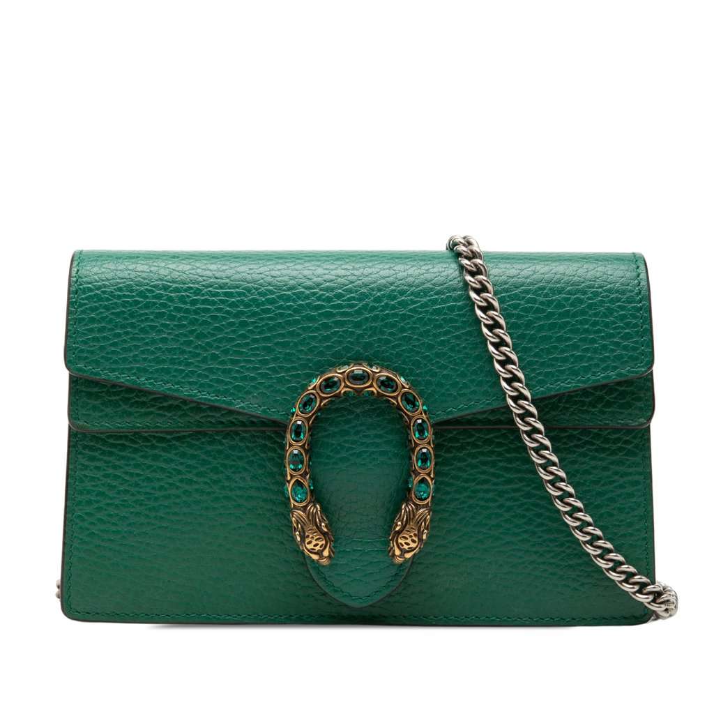 Gucci Mini Calfskin Dionysus Crossbody Green Leather Very good - Front View
