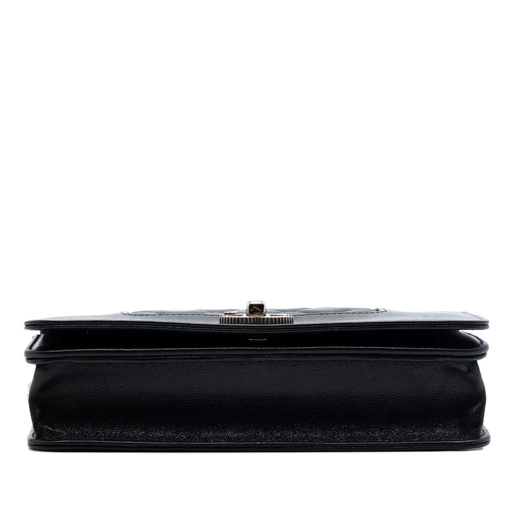 Chanel Quilted Sheepskin Mademoiselle Wallet on Chain Black Leather Very good condition - Inside View