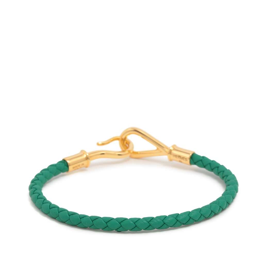 Hermès Jumbo Hook Bracelet Green Leather Very good condition - Back View
