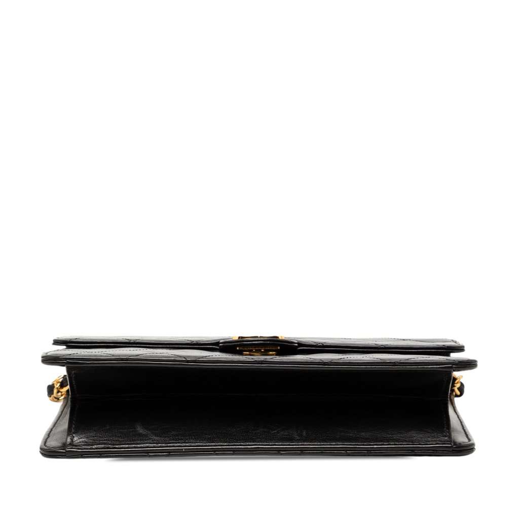 Chanel Small CC Quilted Lambskin Single Flap Black Leather Very good - Inside View