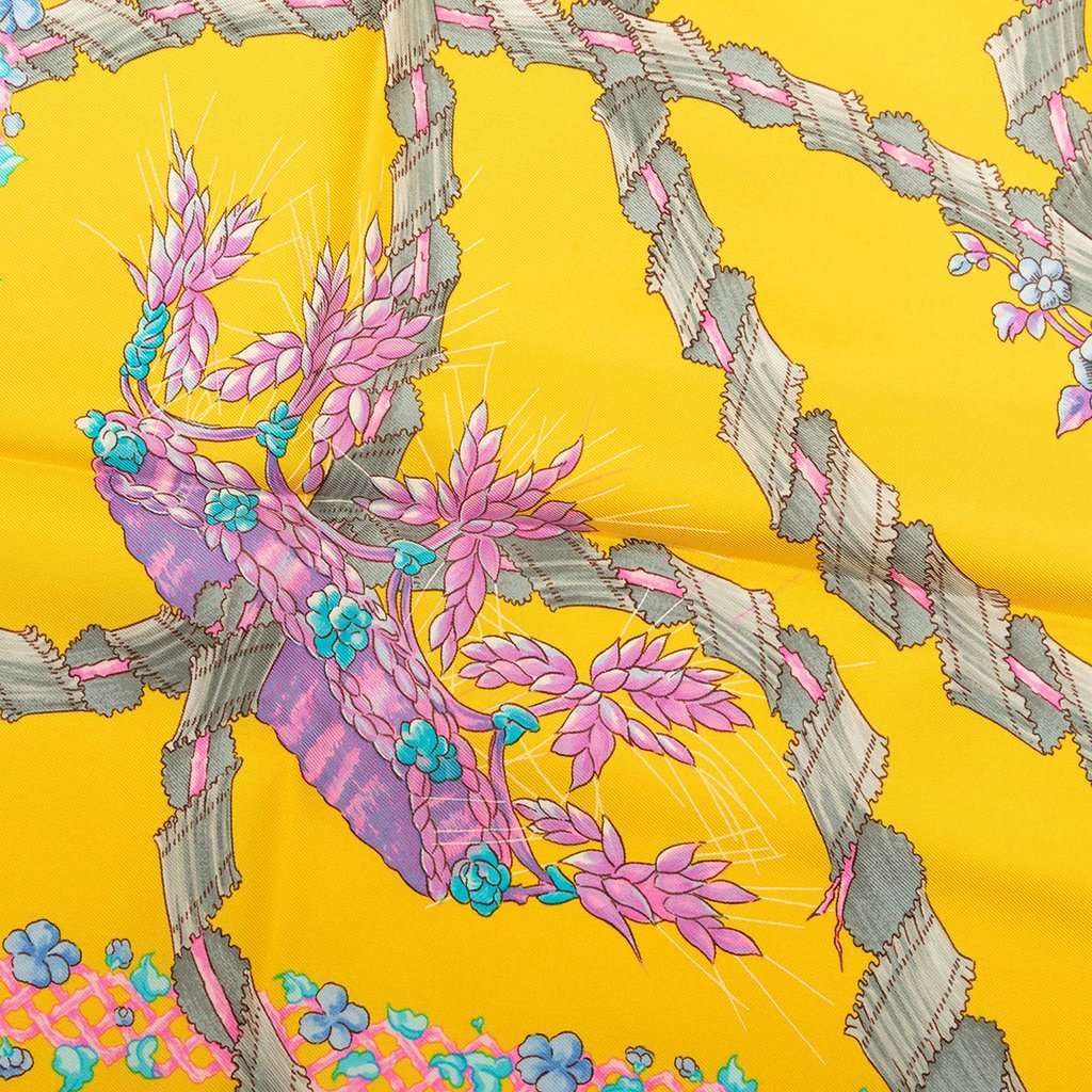 Hermès Le Sacre du Printemps Silk Scarf 90 Yellow Very good - Inside View