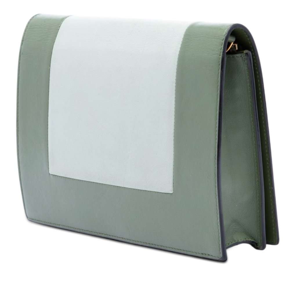 Celine Bicolor Leather Frame Wallet on Chain Green Leather Very good - Back View