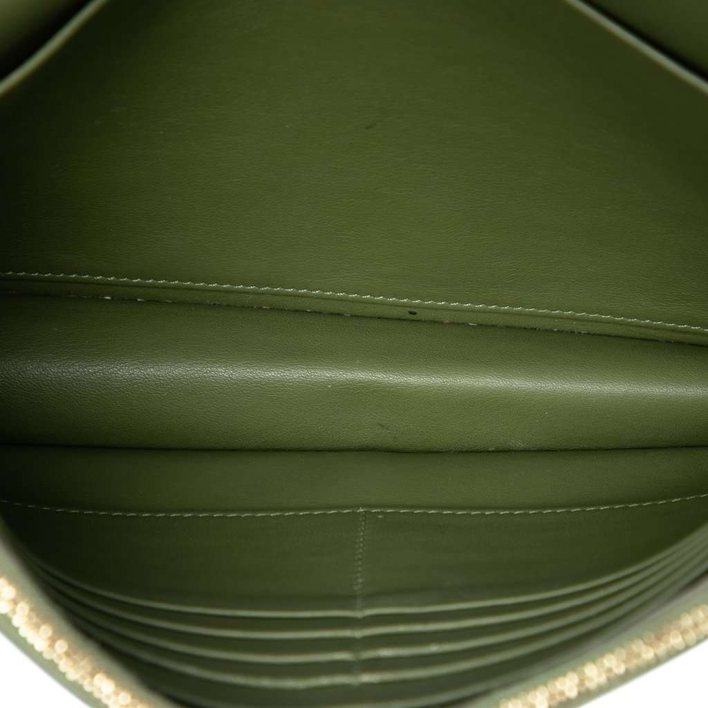 Celine Bicolor Leather Frame Wallet on Chain Green Leather Very good - Model View