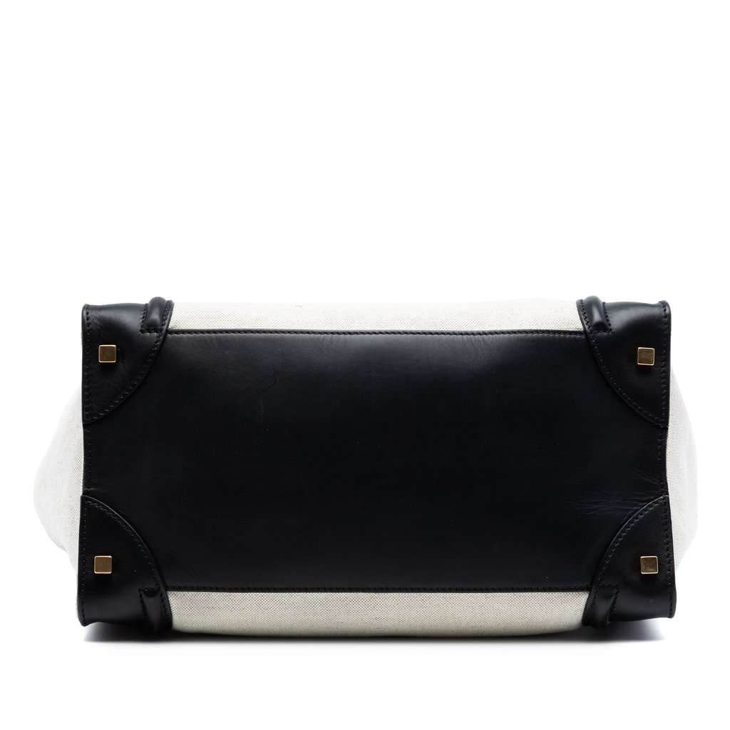 Celine Mini Bicolor Canvas and Leather Luggage Tote Brown Very good condition - Inside View