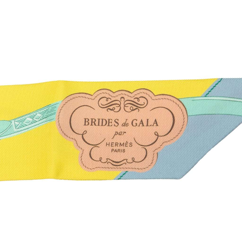 Hermès Brides de Gala Silk Twilly Scarf Yellow Very good - Back View