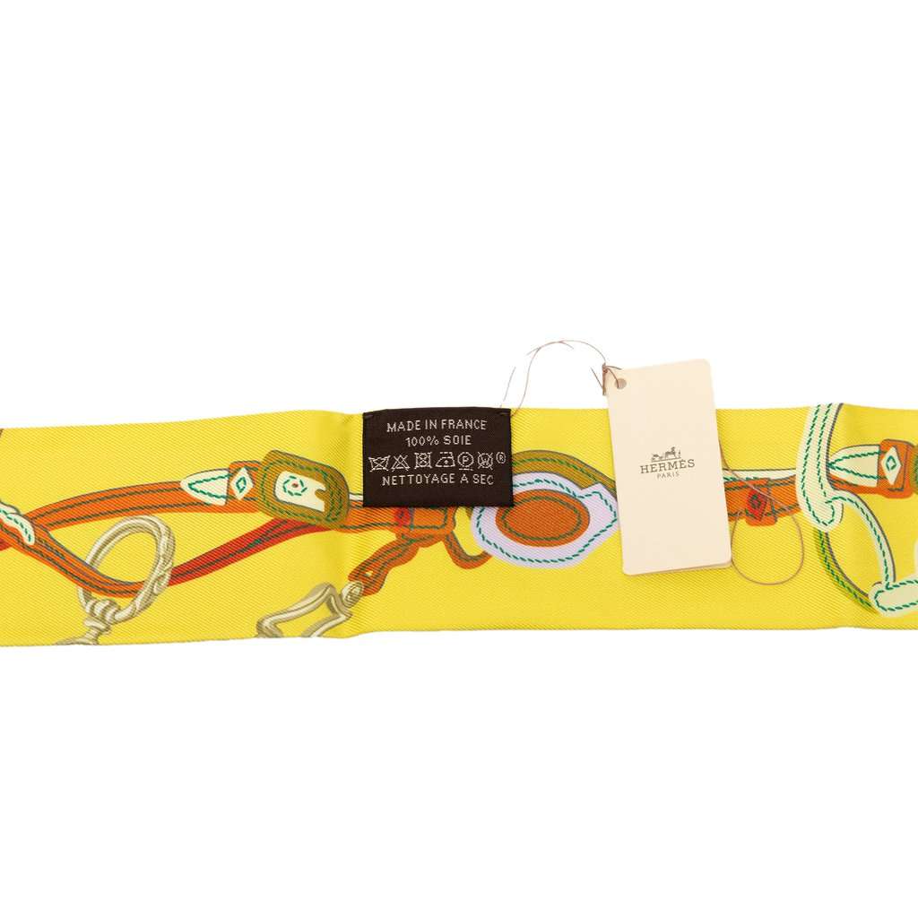 Hermès Brides de Gala Silk Twilly Scarf Yellow Very good - Inside View