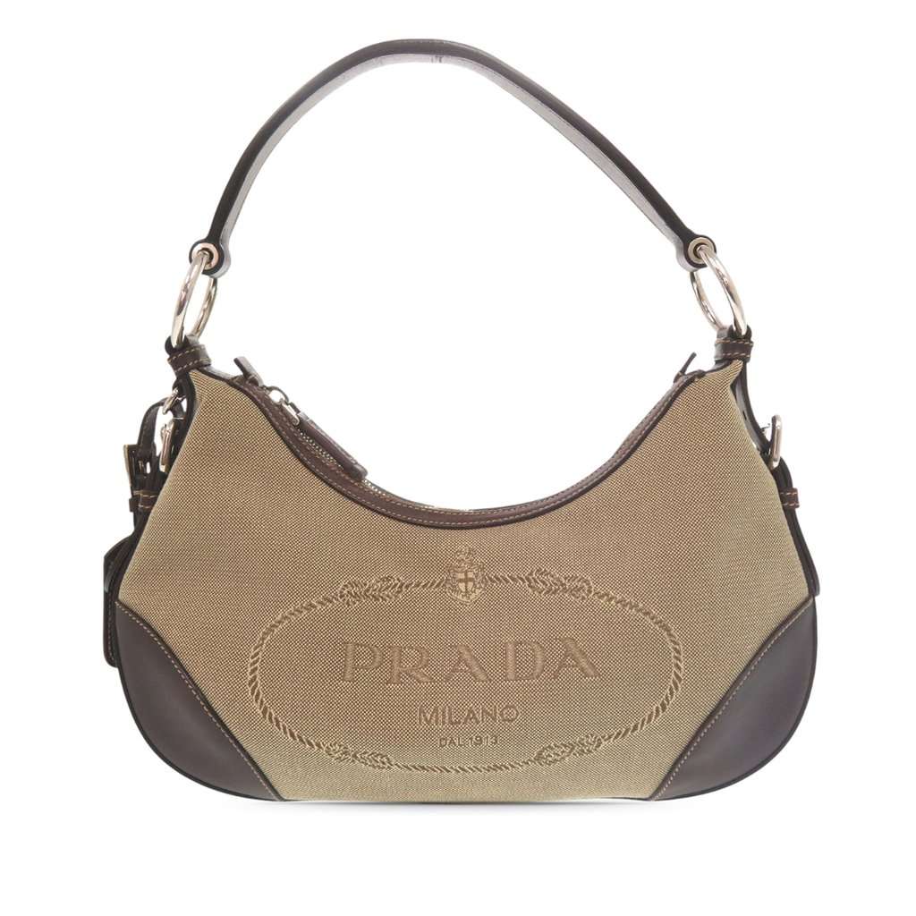 Prada Canapa Logo Shoulder Bag Brown Very good condition - Front View