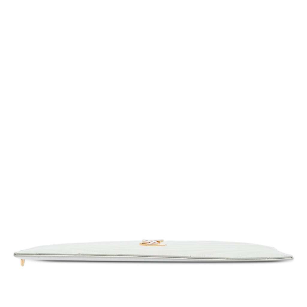 Saint Laurent Grain De Poudre Chevron Monogram Bill Pouch White Leather Very good - Inside View