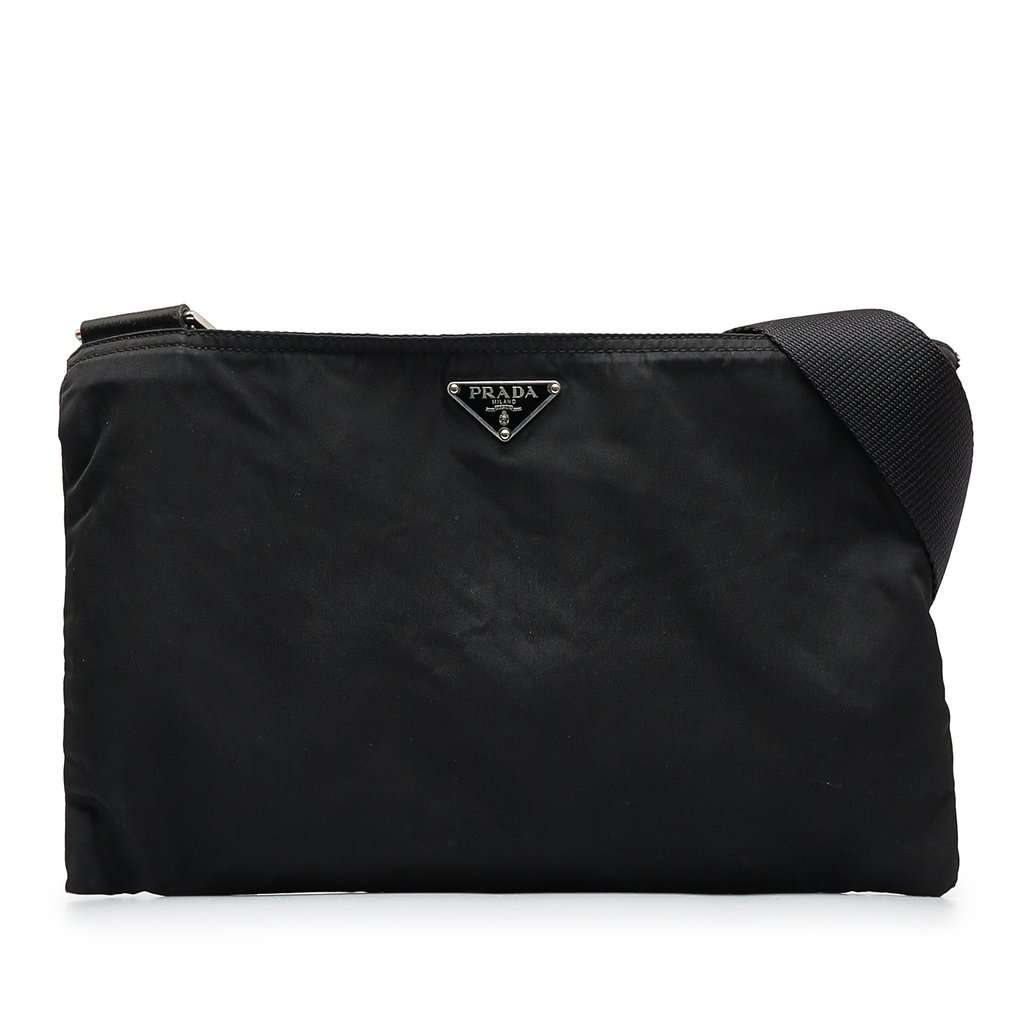 Prada Tessuto Zip Top Crossbody Black Very good condition - Front View