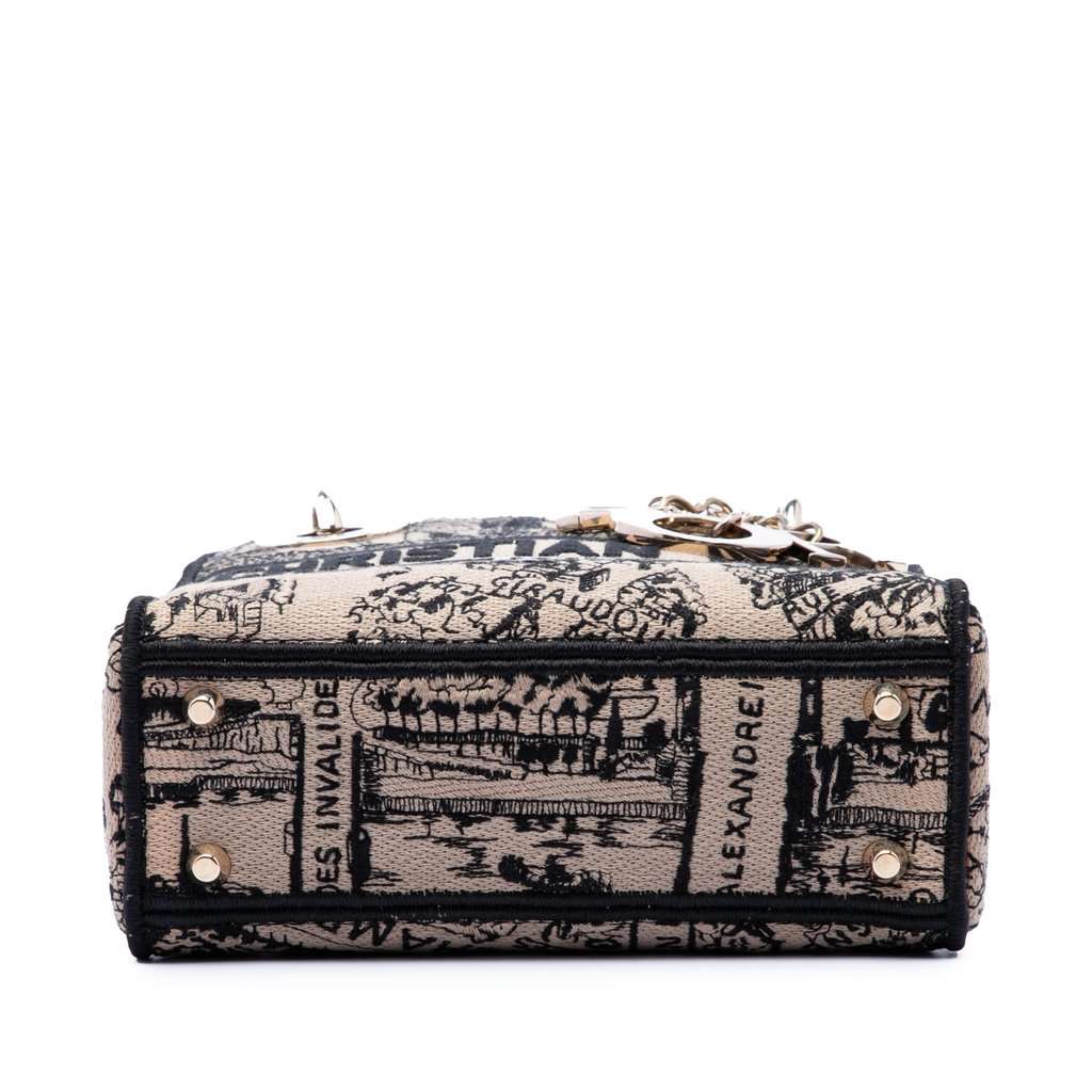 Dior Mini Embroidered Canvas Plan de Paris Lady D Lite Beige Very good - Inside View