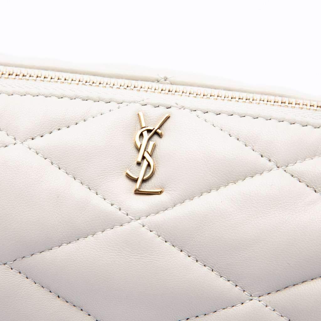 Saint Laurent Mini Quilted Lambskin Sade Tube Bag White Leather Very good condition - Box View