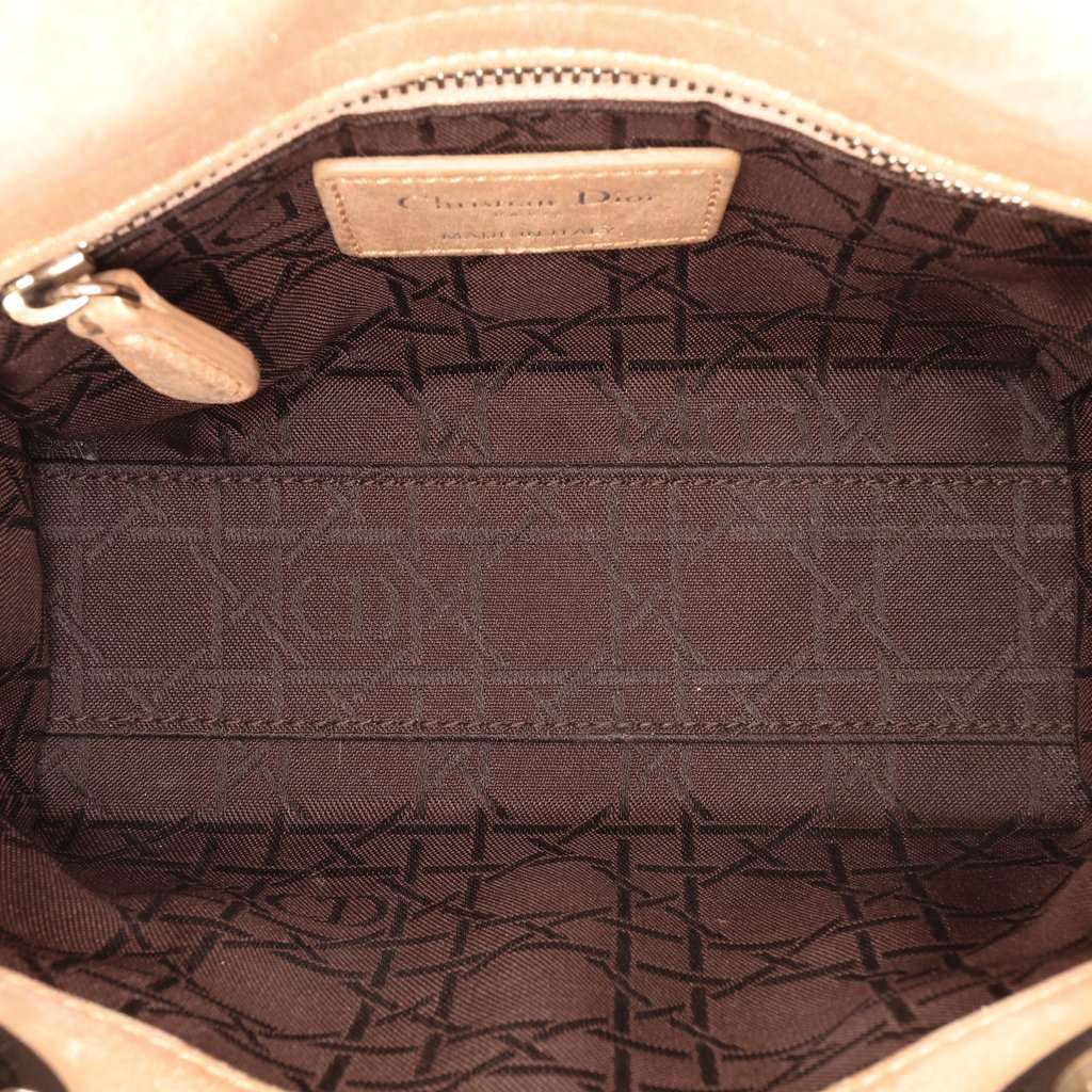 Dior Mini Iridescent Lambskin Cannage Lady Dior Beige Leather Very good condition - Model View