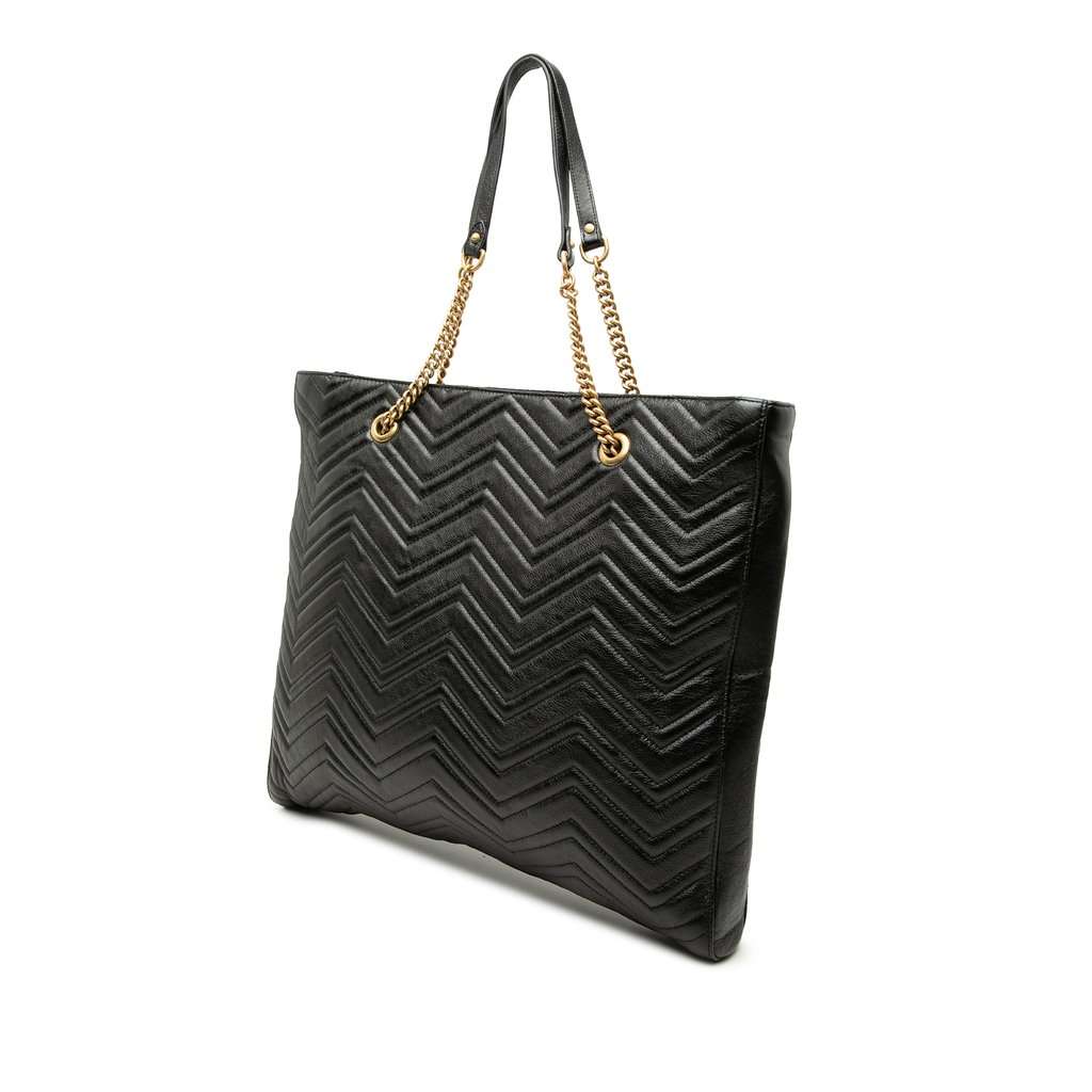 Gucci Large GG Marmont Matelasse Calfskin Slim Tote Black Leather Very good condition - Back View