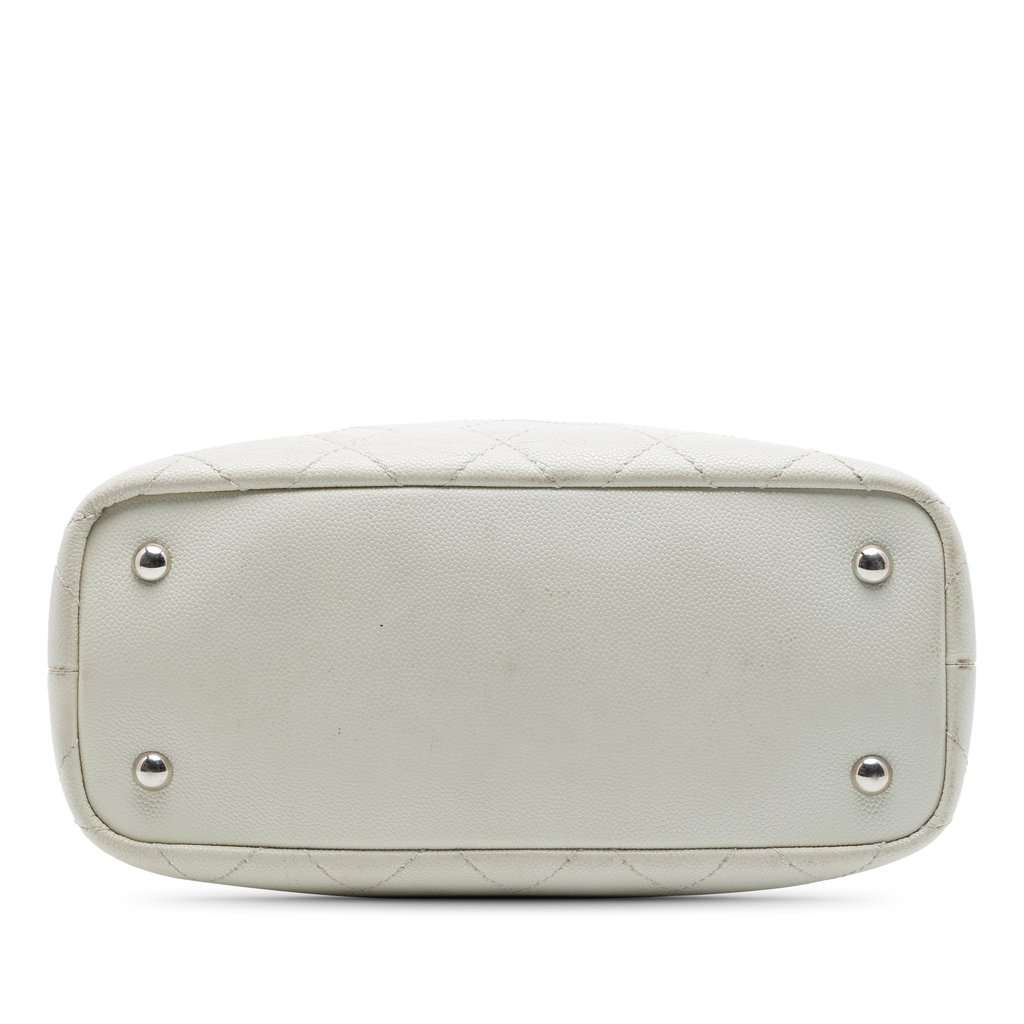 Chanel Quilted Caviar Shopping Fever Tote White Leather Very good - Inside View