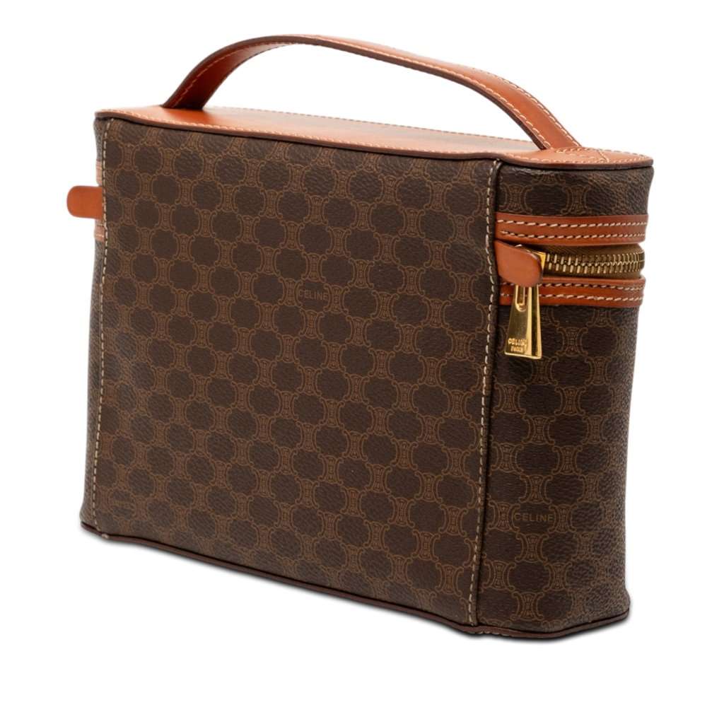 Celine Macadam Coated Canvas Vanity Bag Brown Very good condition - Back View