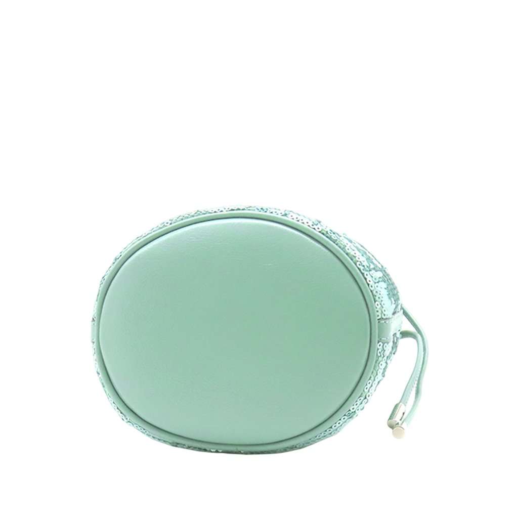 Gucci Small GG Marmont Sequined Diagonal Leather Matelasse Bucket Bag Green Leather Very good - Inside View