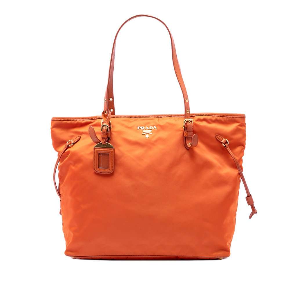 Prada Saffiano Trimmed Tessuto Tote Orange Very good condition - Front View