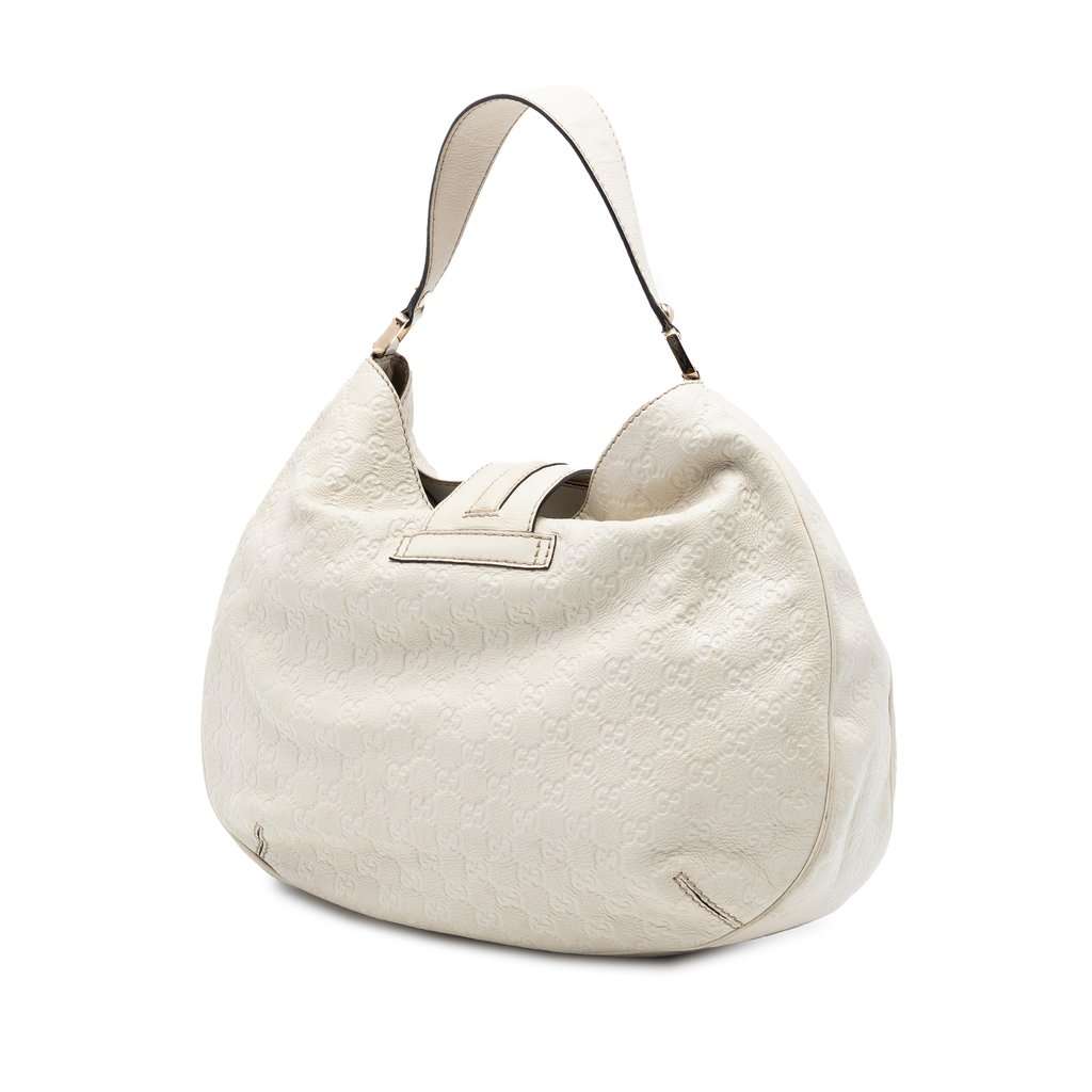 Gucci Large Guccissima New Ladies Hobo White Leather Very good condition - Back View