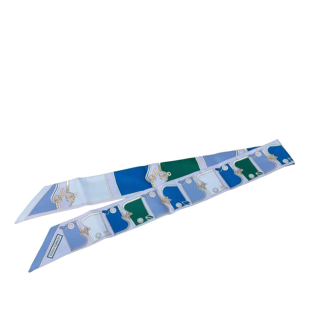 Hermès Camails Silk Twilly Scarf Blue Very good - Front View