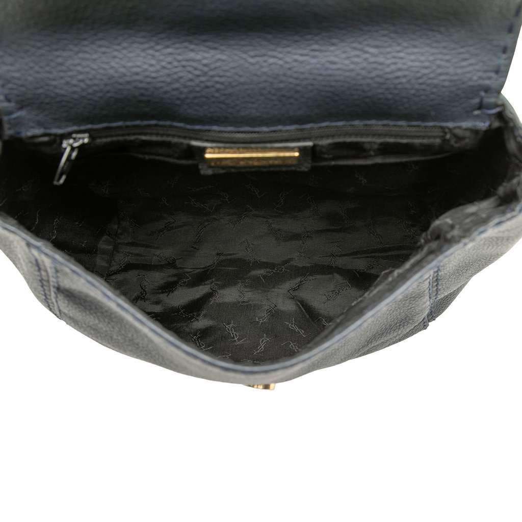 Saint Laurent Embossed Leather Backpack Blue Leather Very good - Model View