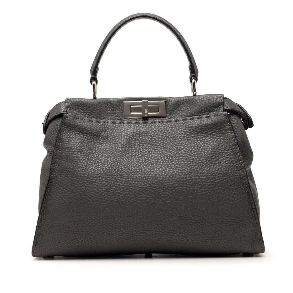 Fendi Medium Calfskin Peekaboo Iconic Satchel Brown Leather Very good condition - Front View