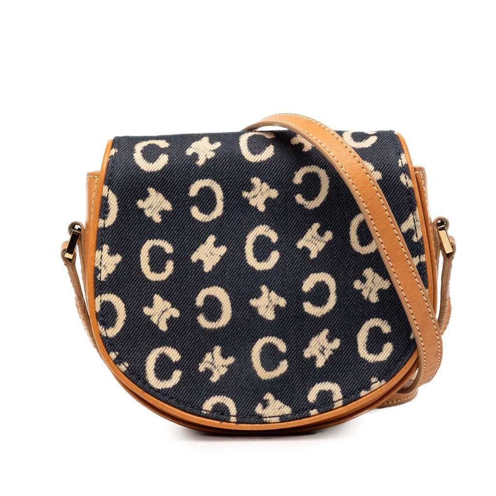 Celine C Macadam Denim and Leather Crossbody Blue Good condition - Front View