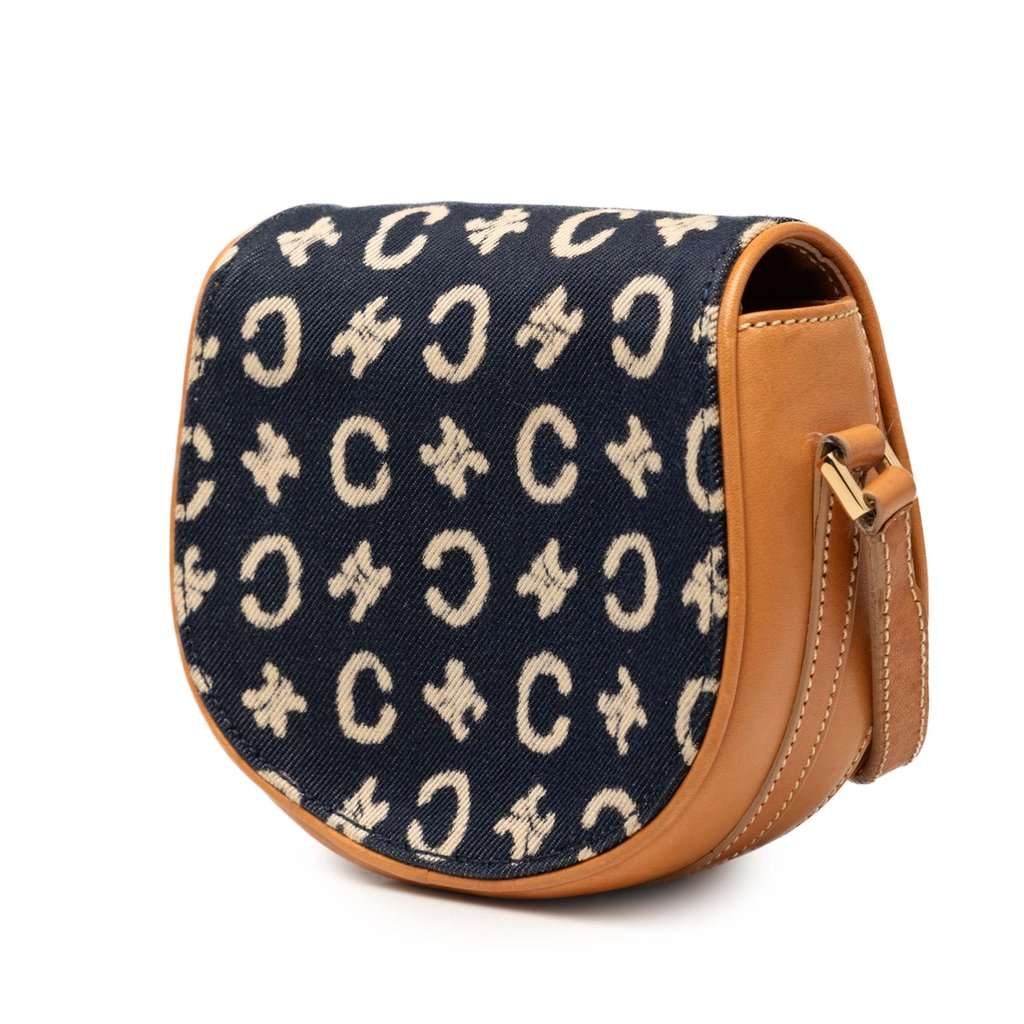 Celine C Macadam Denim and Leather Crossbody Blue Good condition - Back View