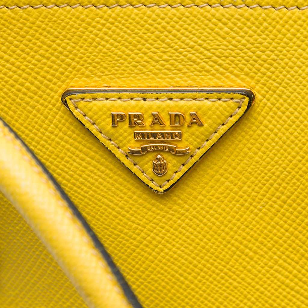 Prada Medium Saffiano Cuir Double Satchel Yellow Leather Very good - Box View